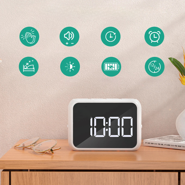 Pieni digitaalinen herätyskello kaksoishälytyksellä