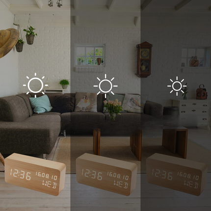 Moderni puinen LED-herätyskello
