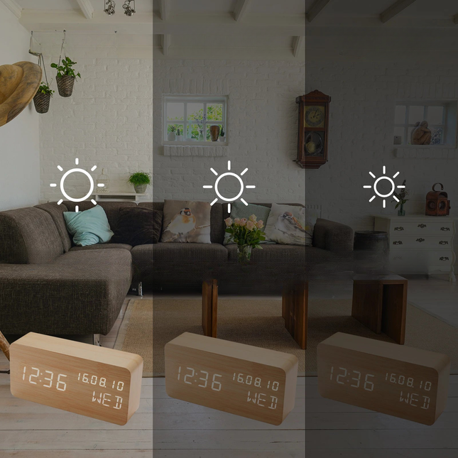 Moderni puinen LED-herätyskello