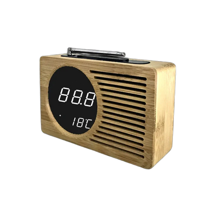 Puinen retro-kelloradio antennilla