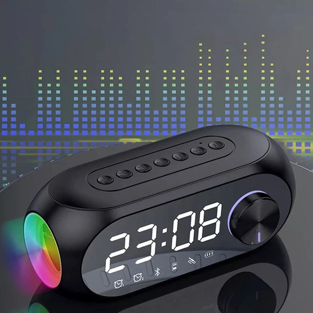 Kelloradio bluetooth-kaiuttimella ja RGB-valolla