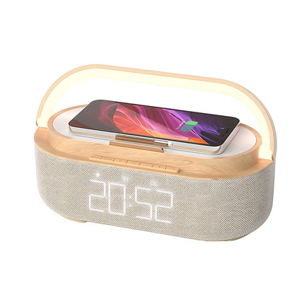 Kelloradio langattomalla laturilla ja valolla