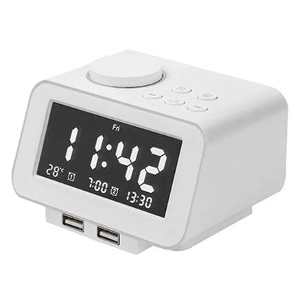 FM-kelloradio kahdella USB-latausportilla