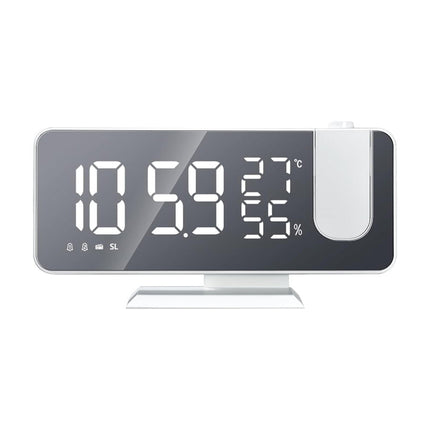 Valkoinen projektorikelloradio lämpömittarilla