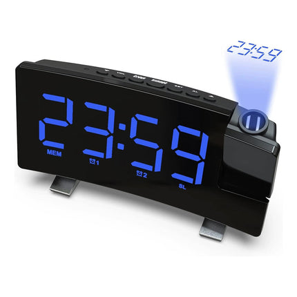 Projektoriherätyskello sinisellä LED-näytöllä