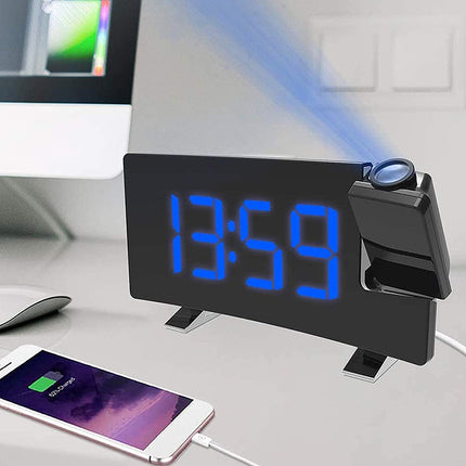 Projektoriherätyskello sinisellä LED-näytöllä