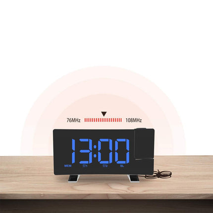 Projektoriherätyskello sinisellä LED-näytöllä