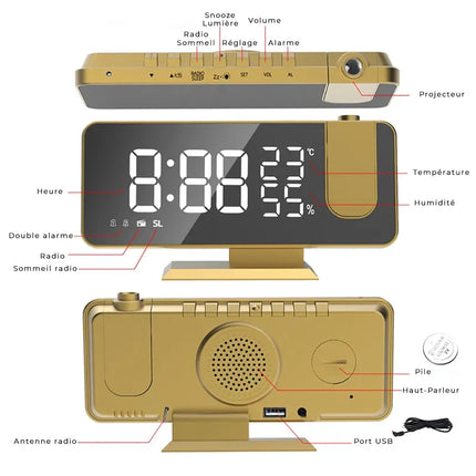 Tyylikäs digitaalinen projektoriherätyskello