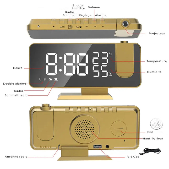 Tyylikäs digitaalinen projektoriherätyskello
