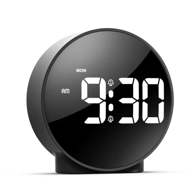 Pyöreä LED-herätyskello suurilla numeroilla