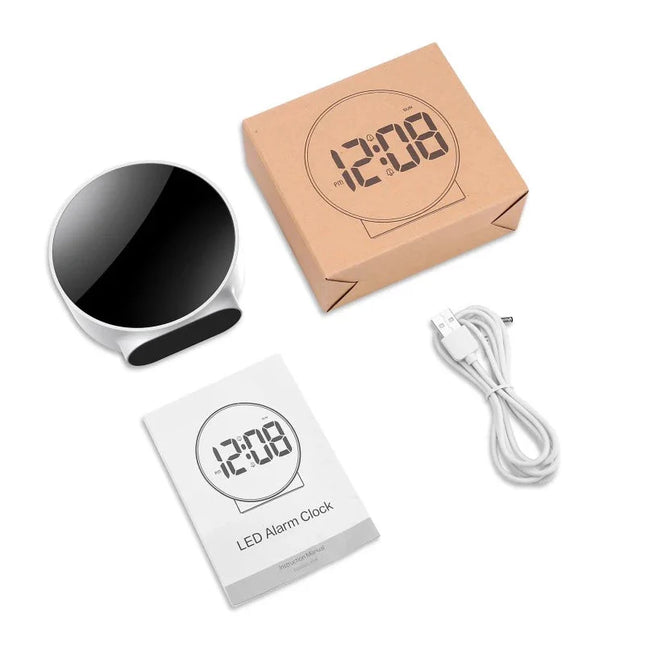 Pyöreä LED-herätyskello suurilla numeroilla