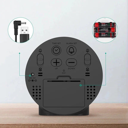 Pyöreä LED-herätyskello suurilla numeroilla