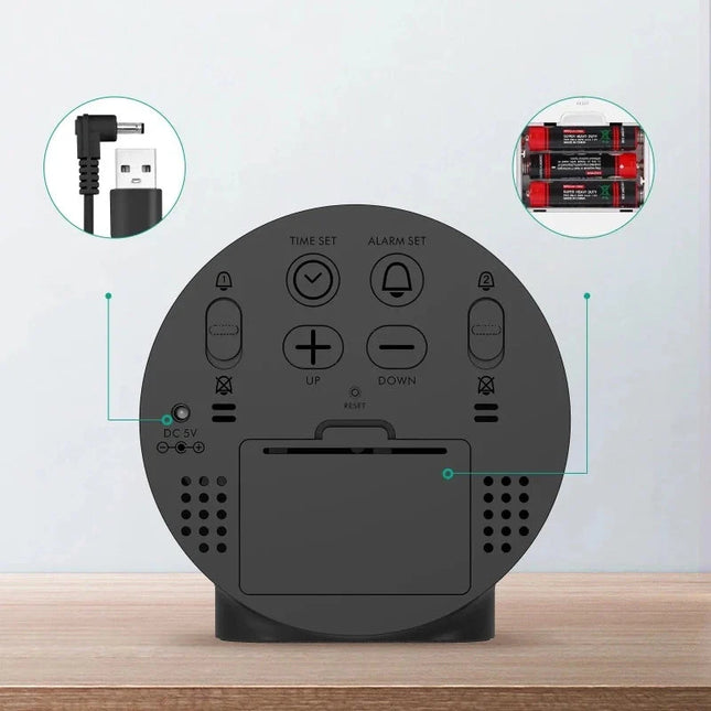 Pyöreä LED-herätyskello suurilla numeroilla