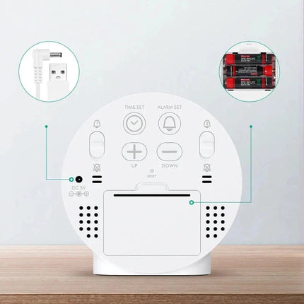 Pyöreä LED-herätyskello suurilla numeroilla