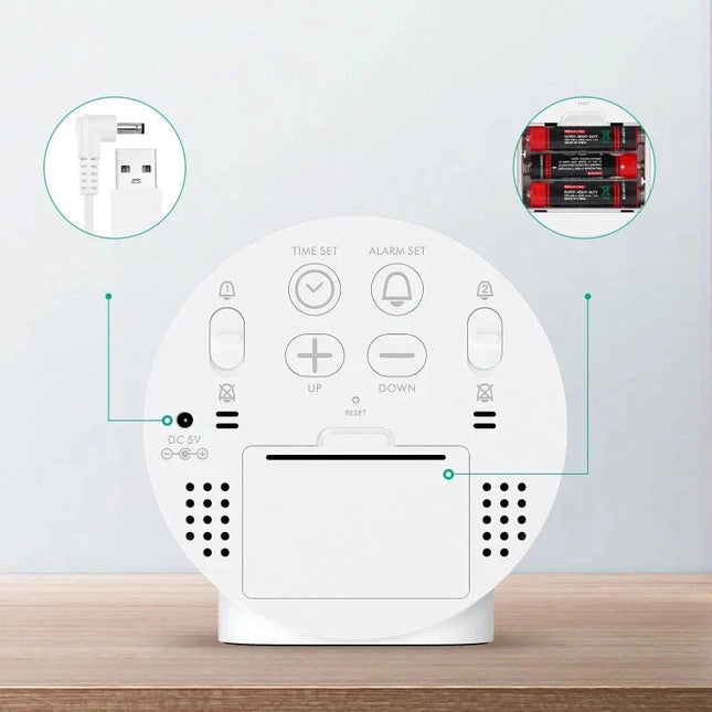 Pyöreä LED-herätyskello suurilla numeroilla