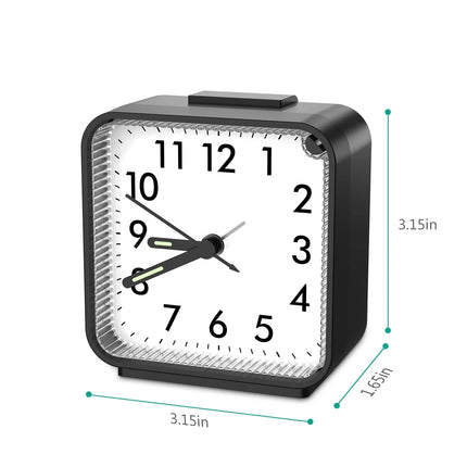 Analoginen herätyskello valaistuilla viisareilla