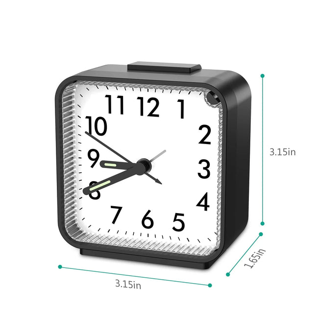 Analoginen herätyskello valaistuilla viisareilla