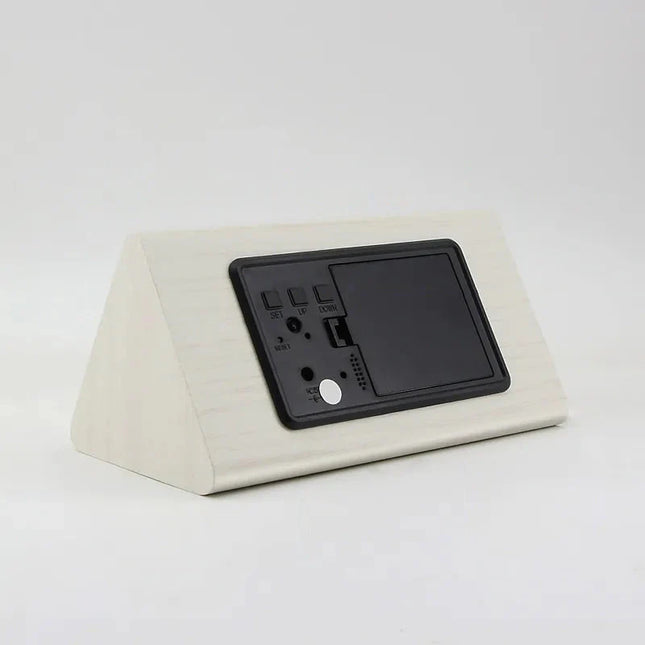 Valkoinen puinen LED-herätyskello