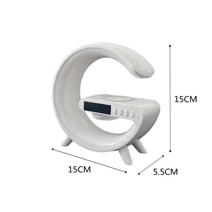Herätyskello langattomalla laturilla ja lampulla