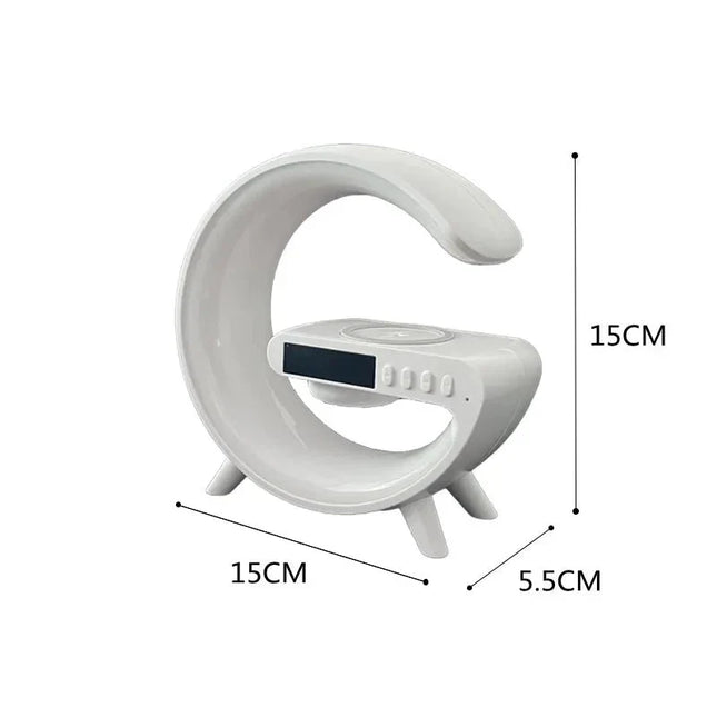 Herätyskello langattomalla laturilla ja lampulla