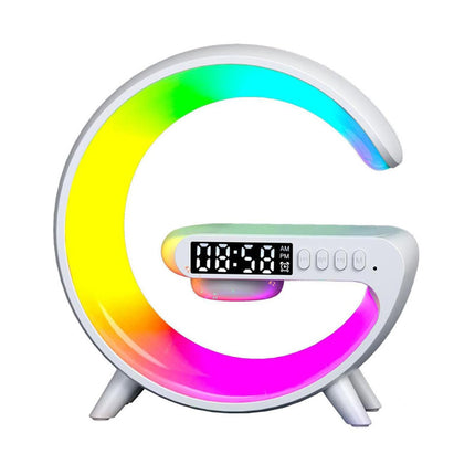 Herätyskello langattomalla laturilla ja lampulla