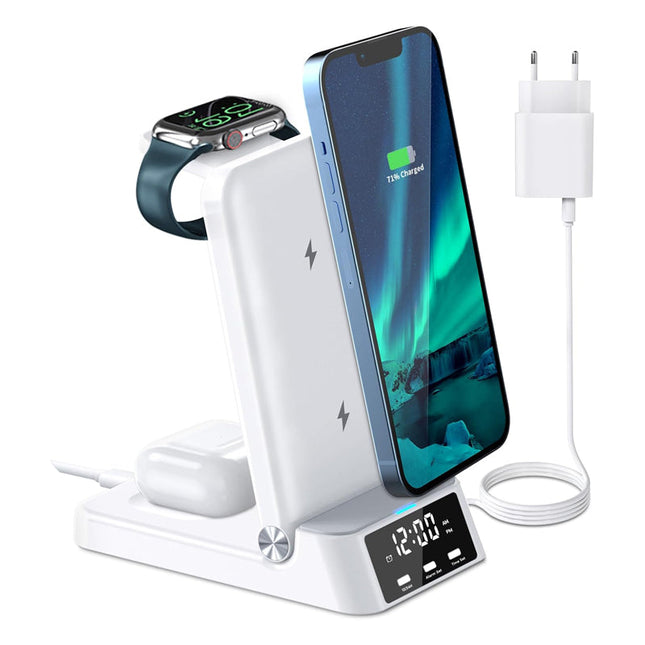 Taitettava langaton laturi herätyskellolla