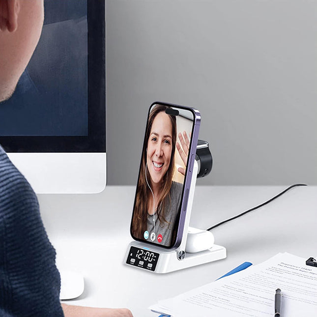 Taitettava langaton laturi herätyskellolla