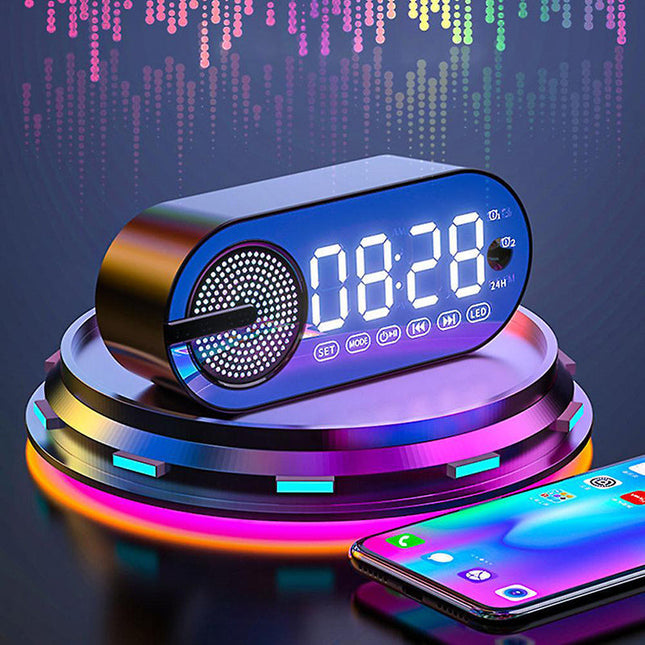 Radioherätyskello Bluetooth-kaiuttimella ja valoilla