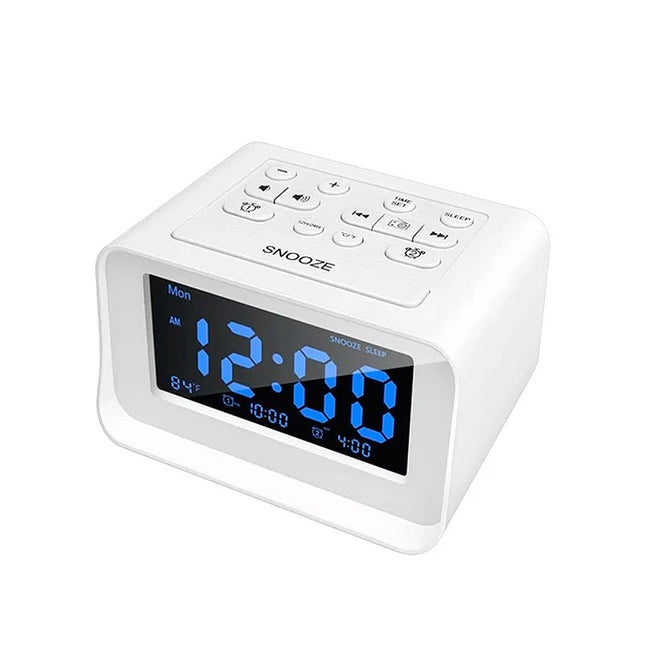 Digitaalinen radioherätyskello sinisellä näytöllä