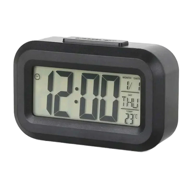 Pieni digitaalinen herätyskello valolla