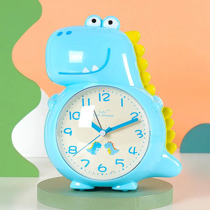 Sininen analoginen dinosaurus-herätyskello lapselle