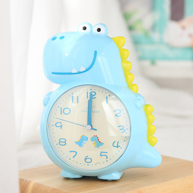 Sininen analoginen dinosaurus-herätyskello lapselle