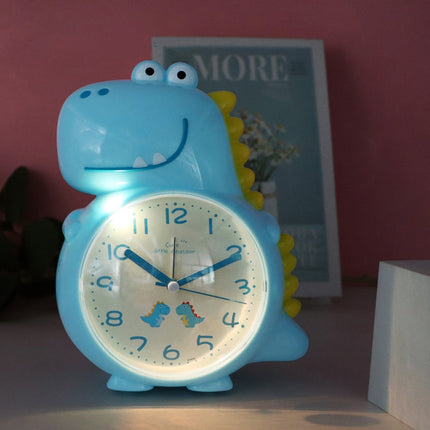 Sininen analoginen dinosaurus-herätyskello lapselle