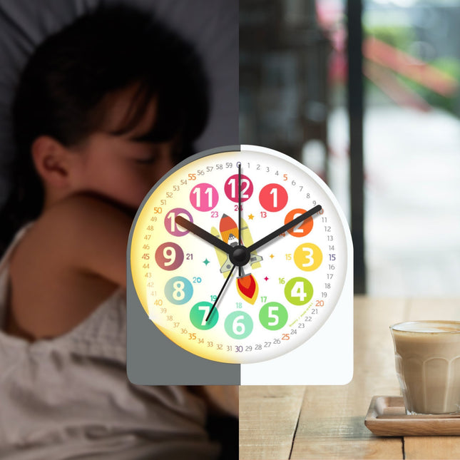 Pojan opettavainen herätyskello raketti-teemalla