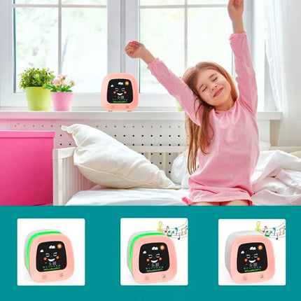 Tyttöjen opettavainen herätyskello yövalolla