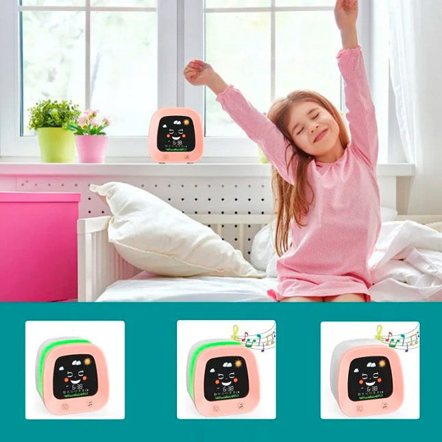 Tyttöjen opettavainen herätyskello yövalolla