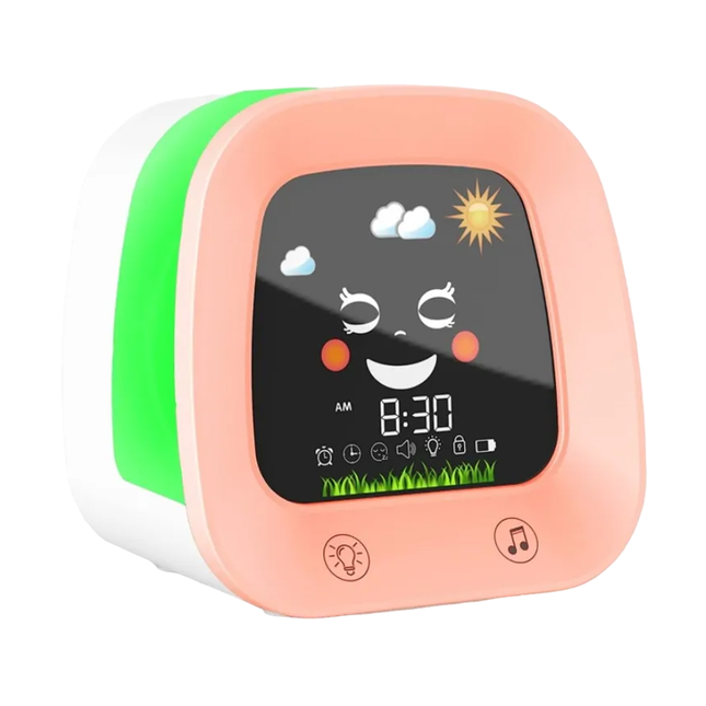 Tyttöjen opettavainen herätyskello yövalolla