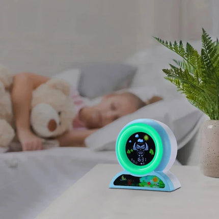 Lasten pöllö-unikello päivä-yö-indikaattorilla