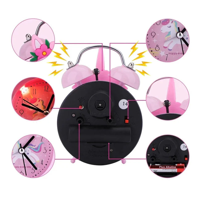 Yksisarvinen herätyskello yövalolla tytöille