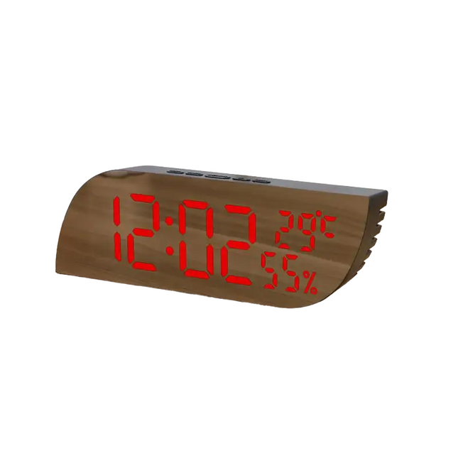 Paristokäyttöinen puukuvioinen digitaalinen herätyskello