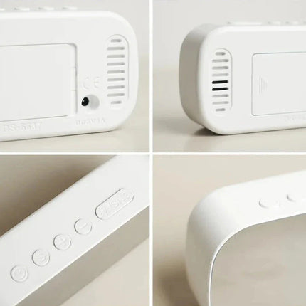 Valaistu peiliherätyskello suurilla numeroilla