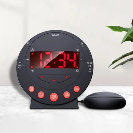 Musta tärinäherätyskello kuulovammaisille