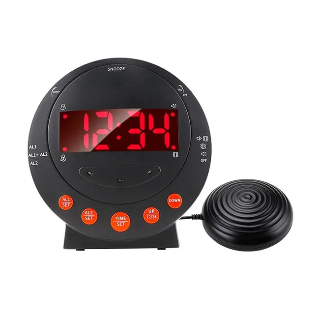 Musta tärinäherätyskello kuulovammaisille