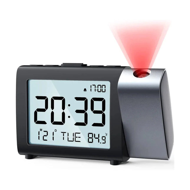 Kannettava paristokäyttöinen herätyskello projektorilla