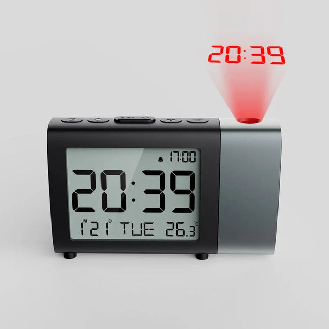 Kannettava paristokäyttöinen herätyskello projektorilla
