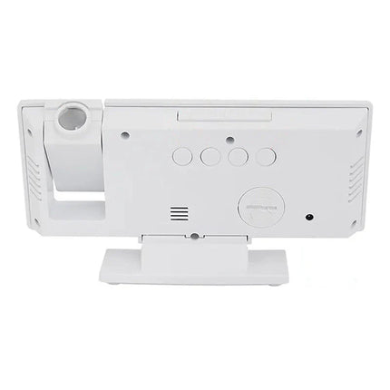 Valkoinen digitaalinen projektoriherätyskello peilinäytöllä