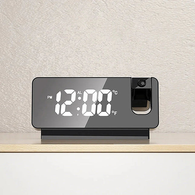 Moderni design-projektoriherätyskello värinäytöllä