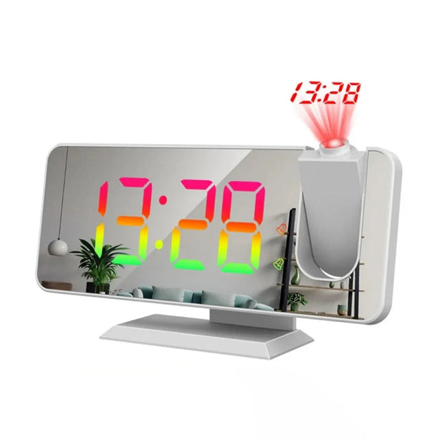 Verkkovirralla toimiva projektoriherätyskello peilillä