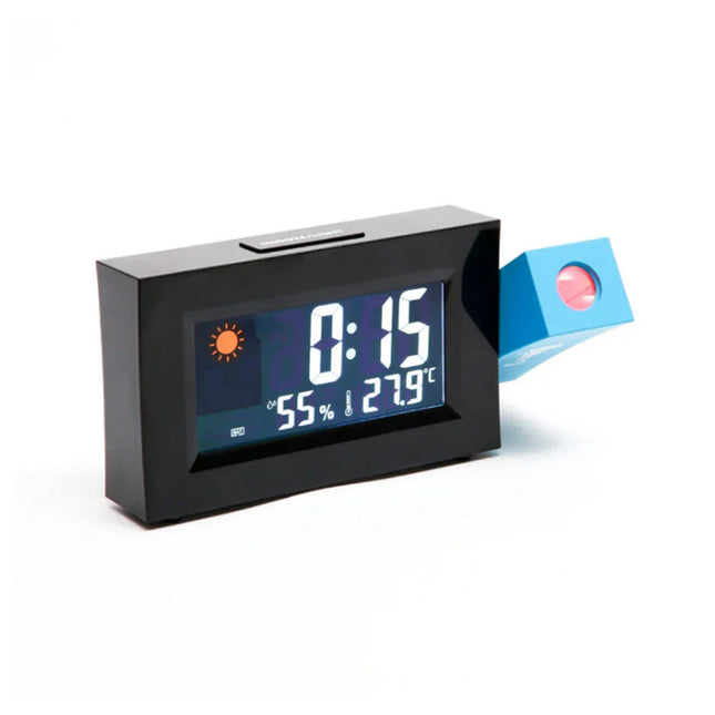 Projektoriherätyskello lämpötila- ja kosteusmittarilla
