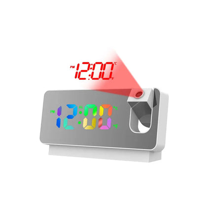 USB-projektoriherätyskello peilipinnalla ja väreillä